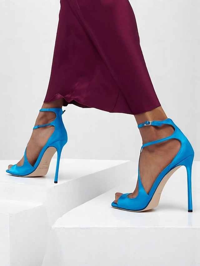 Satin Elegant Heels Crisscross - Stiletto Lavender Women's