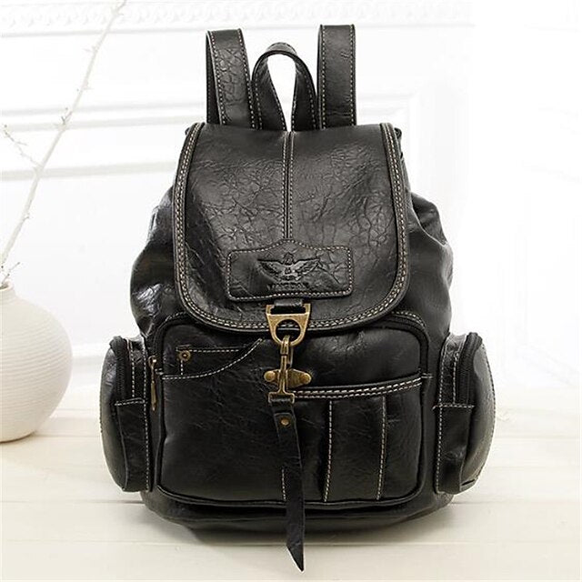 Women's with Backpack Vintage Leather Pockets Faux Multiple