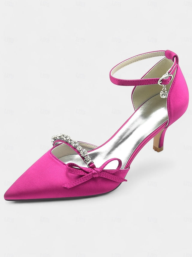 – Pointed-Toe for Women Kitten Heel Elegant Wedding Shoes