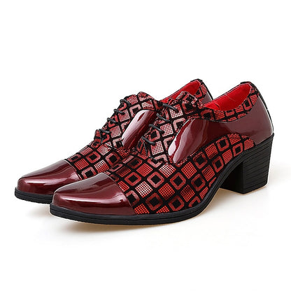 and Patent Oxford Red Block Heel Men's Shoes Black Leather