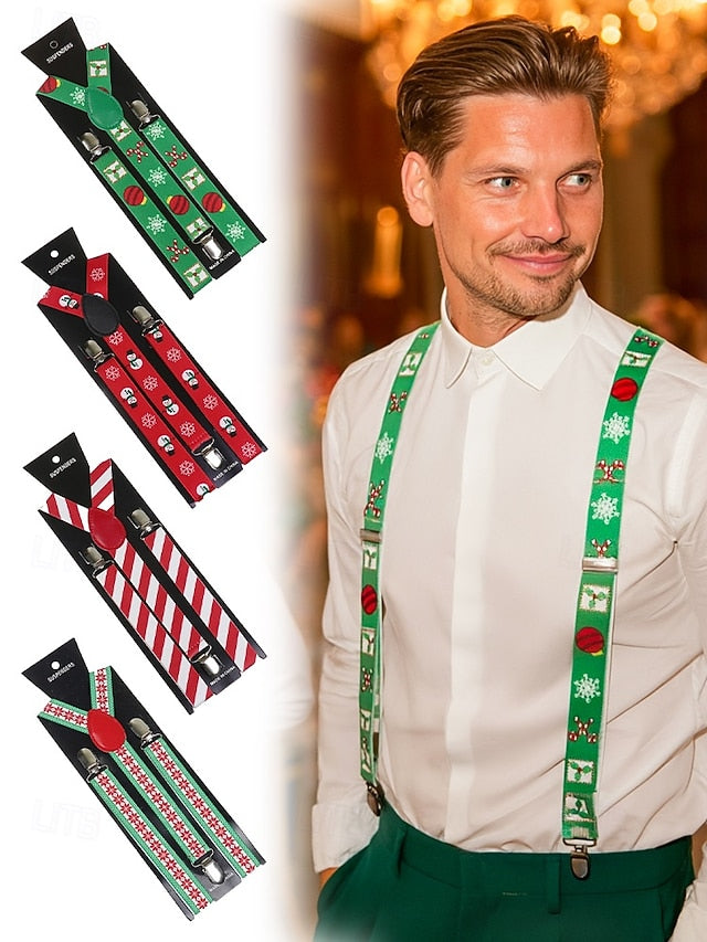 Snowman Men's Christmas with Suspenders
