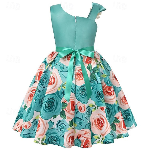 Dress 3D Girls' Sleeveless Easter Summer Party Flower
