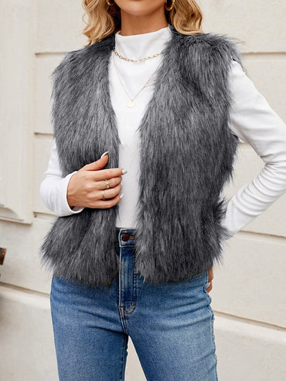 Leathers Faux Women's Fur Furs Coat Vest Comfortable