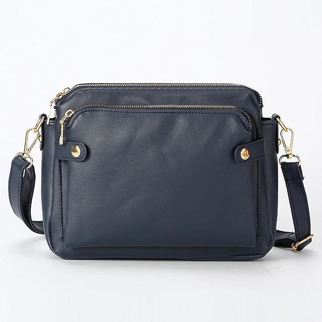 Shoulder Leather Women's Vintage Three-Layer Crossbody