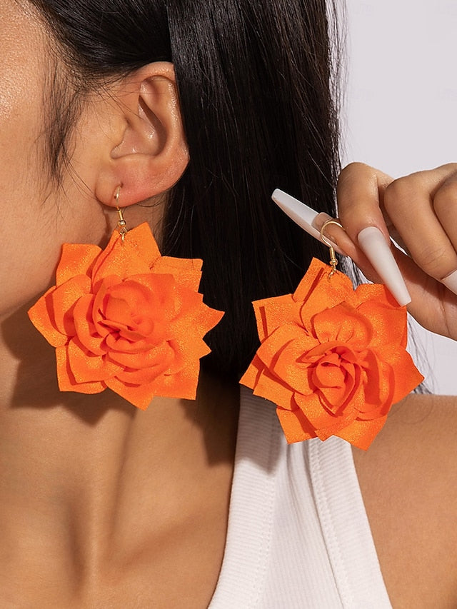 Statement - Flower Floral Oversized Women's Drop Earrings