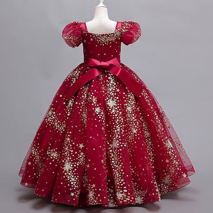 Short Flower Dress Polka Dot Girls' Party Star Kids