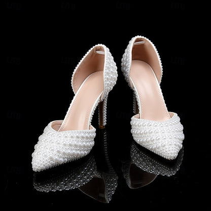 Set Women's and Stiletto – Pearl Bag White Clutch Heels