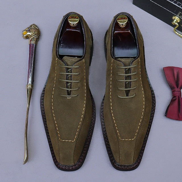- Classic Cowhide Genuine Leather Shoes Men's Derby Suede