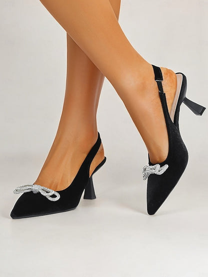 Cocktail Toe – Women's Heels Velvet Pointed Slingback