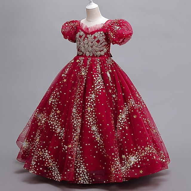 Short Flower Dress Polka Dot Girls' Party Star Kids