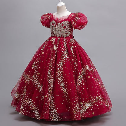 Short Flower Dress Polka Dot Girls' Party Star Kids