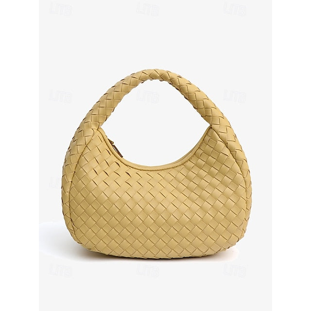 Leather Elegant Woven Chic Bag Women's Hobo – Round Ivory
