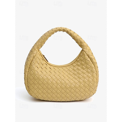Leather Elegant Woven Chic Bag Women's Hobo – Round Ivory