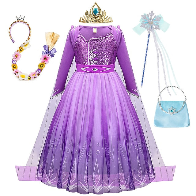 Dress Frozen Flower Party Fairytale Princess Anna Girl Theme
