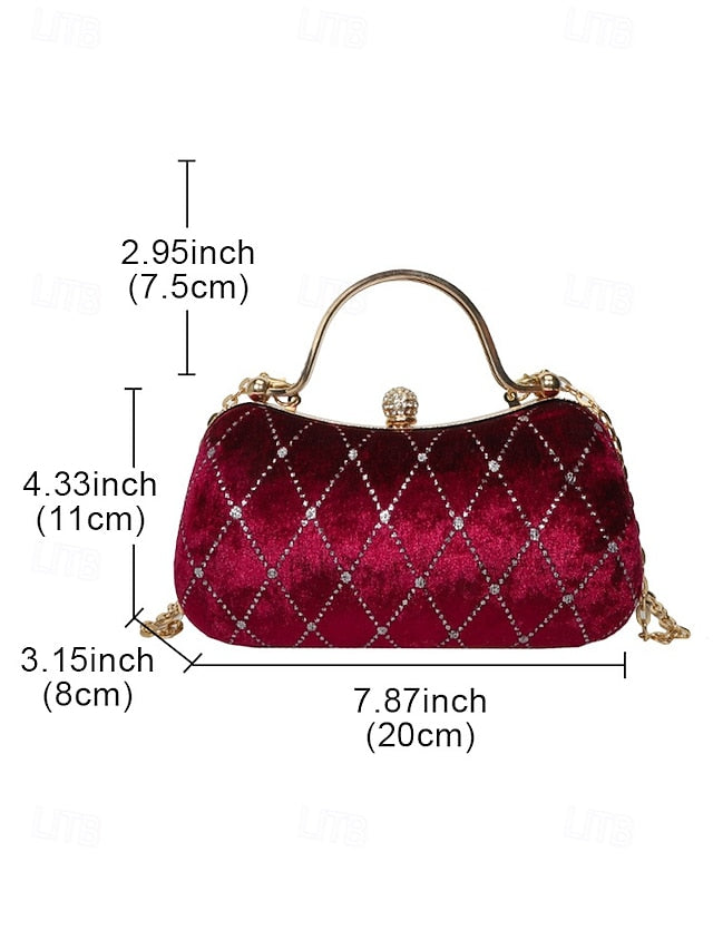 - Women's with Accents Quilted Velvet Diamond Purse Evening