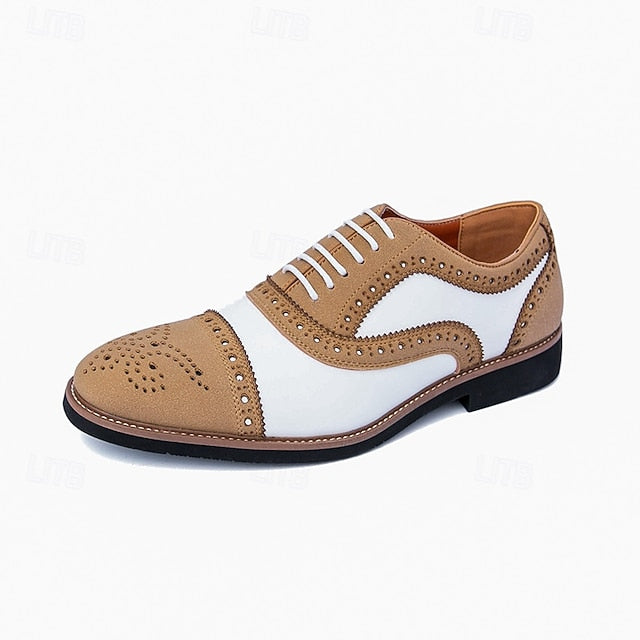 White Brown Classic Brogue with and Shoes Oxford Men's