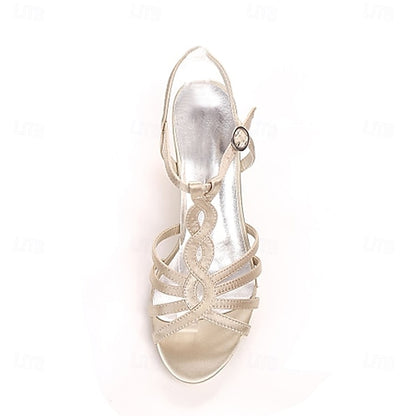 Mid-Heel Purple Elegant Strappy – Sandals Satin Women's