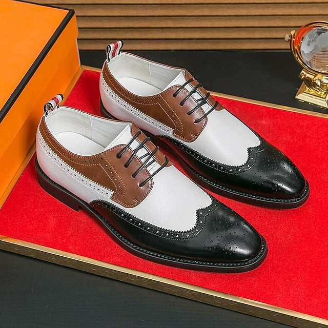 Brown with Men's Oxford and Shoes White Wingtip