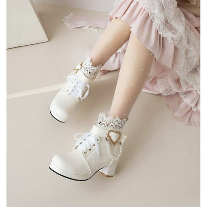Lace-Up – White Bridal Women's Boots Wedding Ankle Shoes