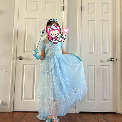 Cloak Cosplay Flower Frozen Girl Elsa Dress Princess