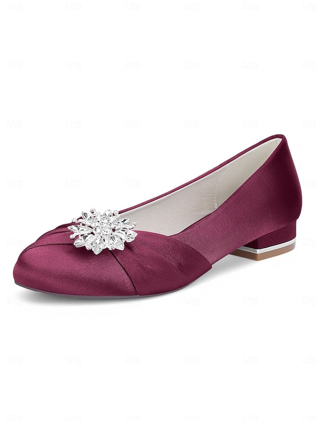 Flats Crystal Satin Elegant Women's White Wedding –
