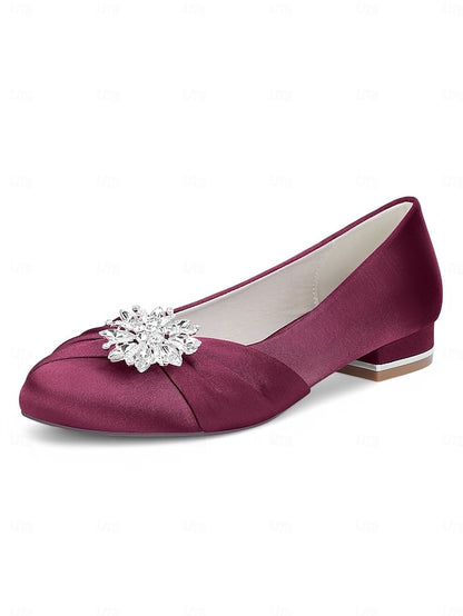 Flats Crystal Satin Elegant Women's White Wedding –