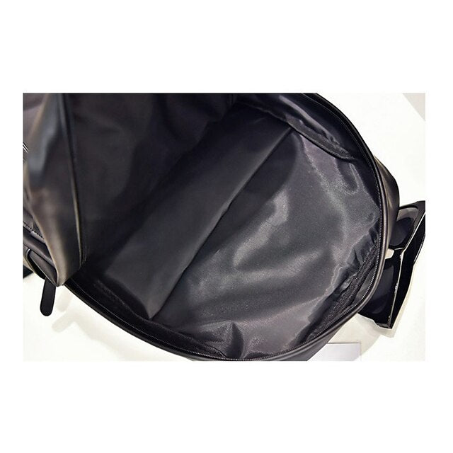with Leather Backpack Black Faux Front Zipper Men's Pocket