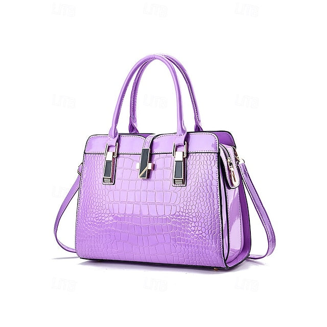 Faux - Croc Patent Women's Handbag Leather Burgundy