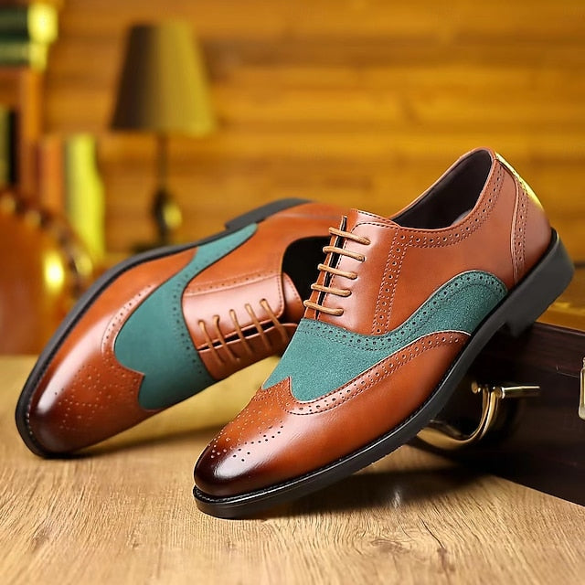 Shoes Men's and Brown – Green Wingtip Two-Tone in Oxford