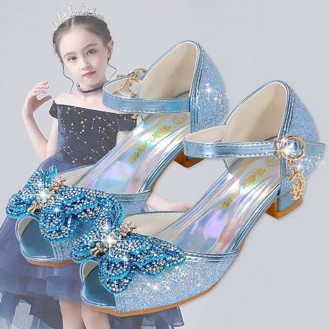 Shoes Glitter Princess Sparkly Bowknot Girls' Silver –