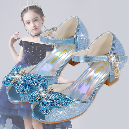 Shoes Glitter Princess Sparkly Bowknot Girls' Silver –