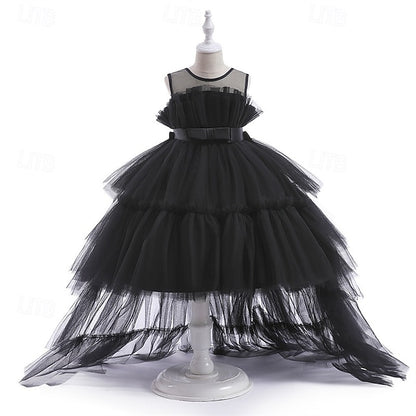 Kids Sleeveless Color Solid Party Girls' Dress Performance