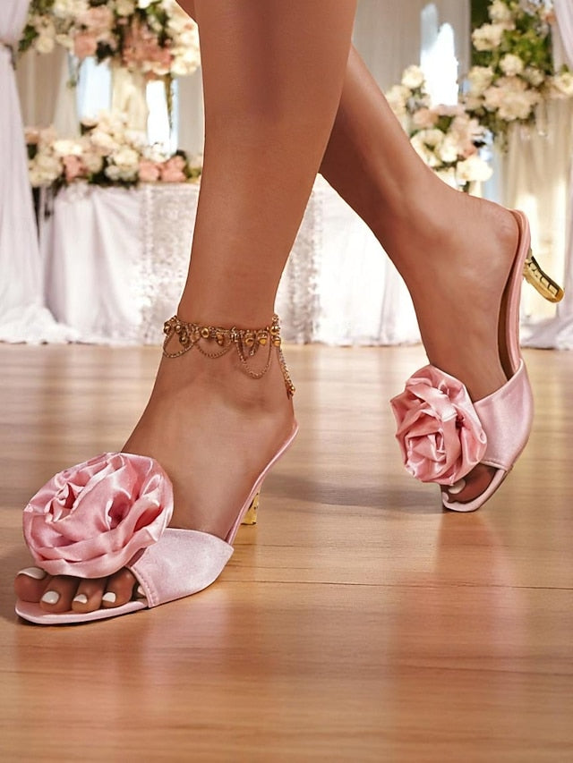Satin Accents with Women's Gold and Open-Toe Wedding Heels