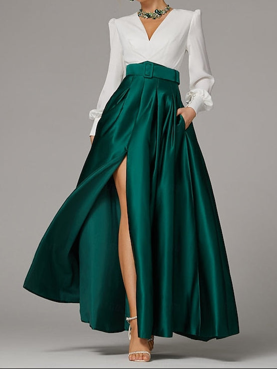 Gown Evening Guest Wedding Floor A-Line Split High Dress Formal