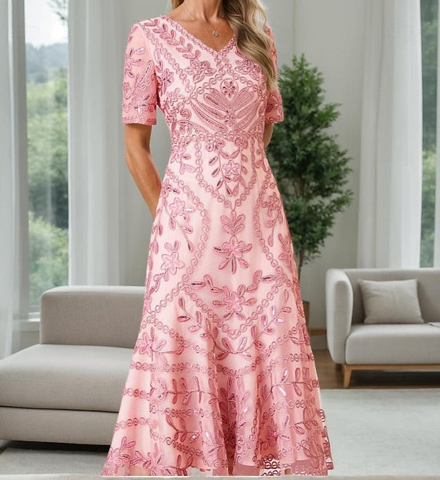 Party of A-Line Elegant Dress the V Vintage Mother Bride