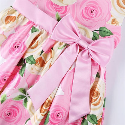 Flower Girls' Short Dress Sleeve Kids Party Floral