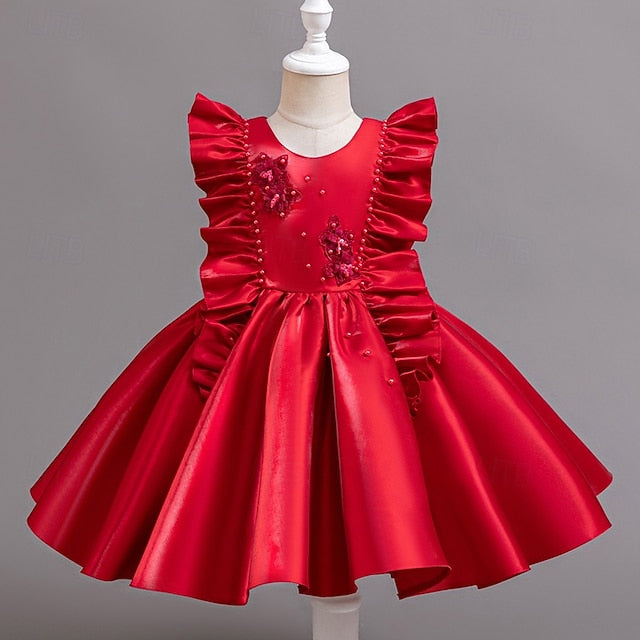 Sleeveless Dress Girls' Wedding Toddler Party Floral