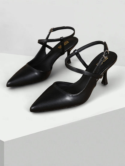 Women's Elegant Slingback Pumps Kitten Nude – Heel