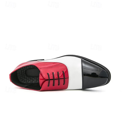 Men's – Patent Leather Red White and Shoes Oxford