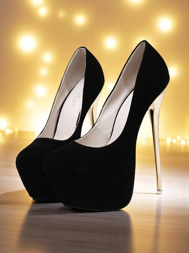 Platform and Suede with Metallic Red Stiletto Women's Heels