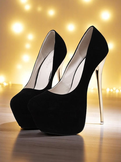 Platform and Suede with Metallic Red Stiletto Women's Heels