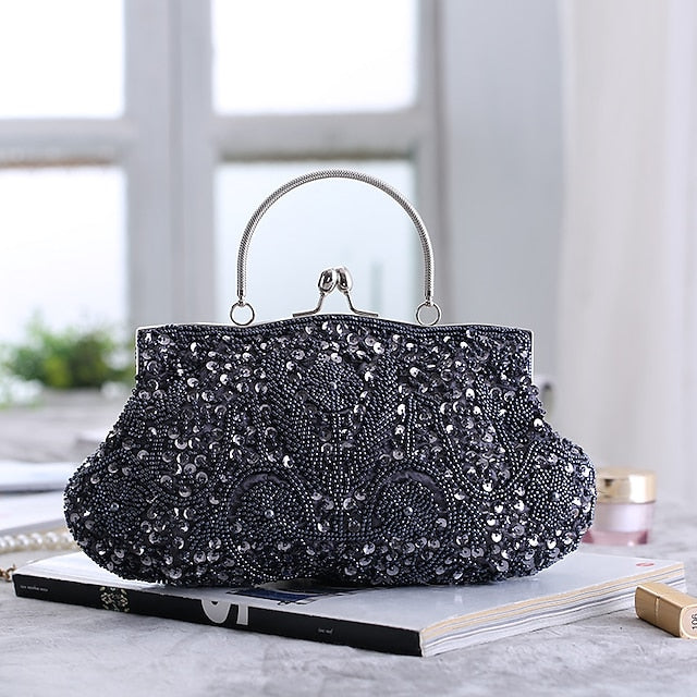 Evening White Clutch Beaded – Vintage Purse Women's