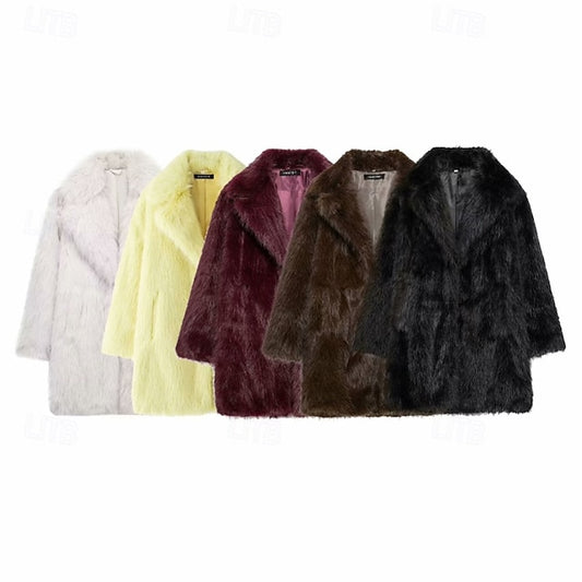 Faux Furs Fur Pocket Comfortable Warm Women's Coat