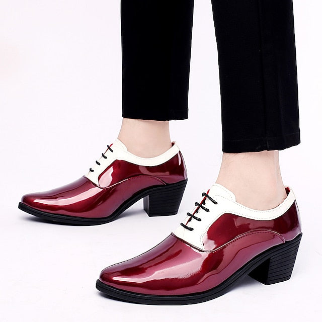 Shoes Red Oxford and White Faux Leather Patent Men's –