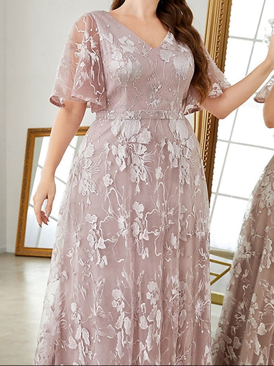 Bride of Plus Dress Mother Size Neck V the Curve Elegant