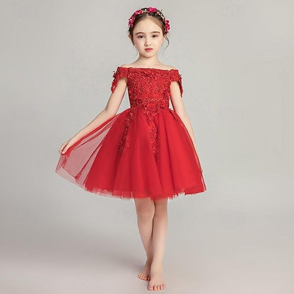 3/4 Girls' Party Toddler Sequin Girl Flower Dress