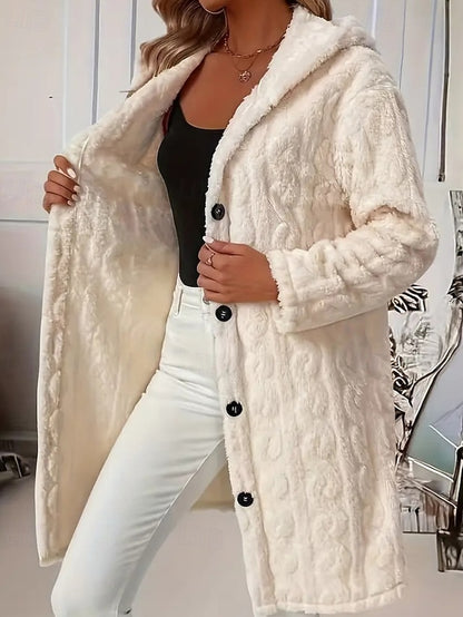 Comfortable Women's Casual Warm Fur Buttons Coat Faux