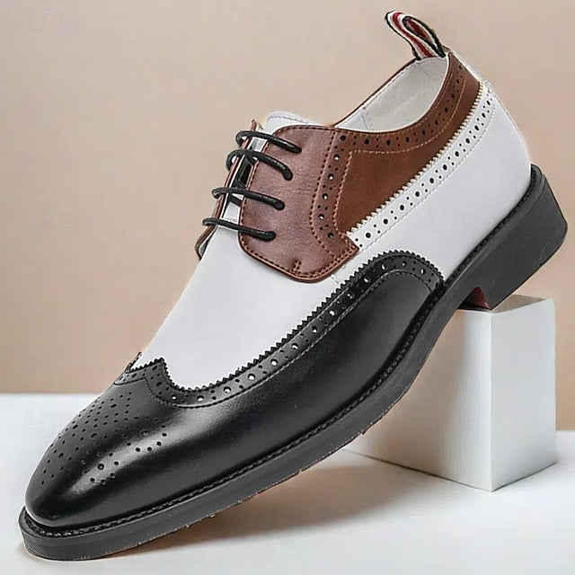 Shoes Tri-Color Brogue in Black Oxford Wingtip Men's