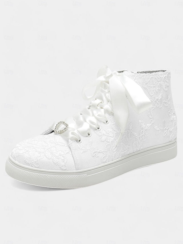 Satin Sneakers Women's Ivory Lace Wedding Ribbon Laces with