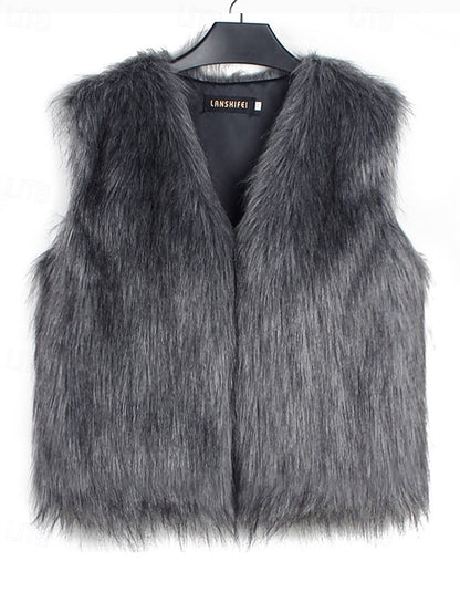 Leathers Faux Women's Fur Furs Coat Vest Comfortable